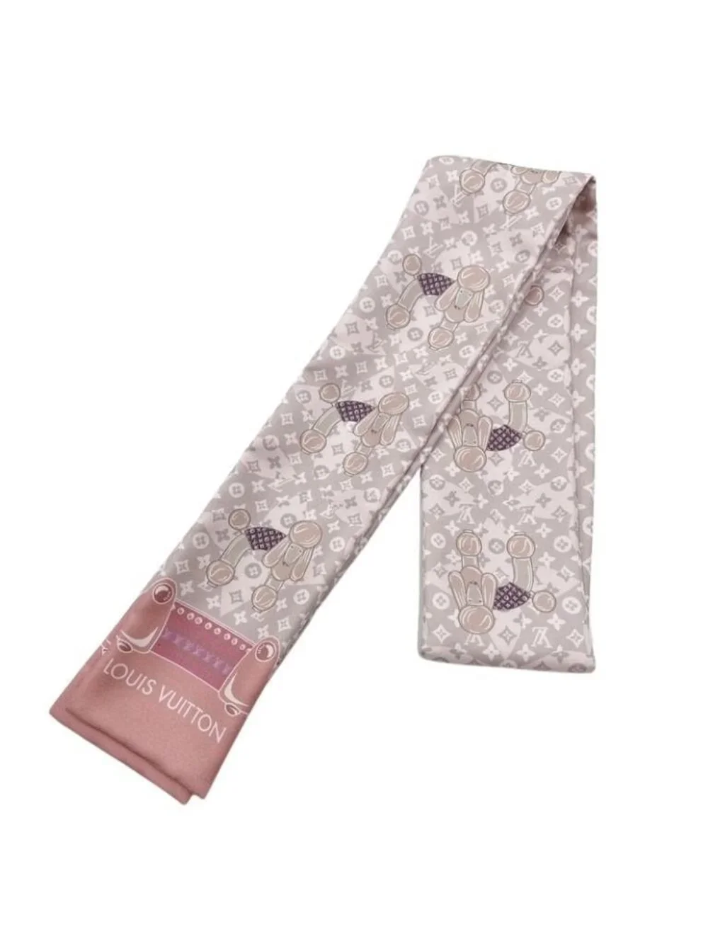 Louis Vuitton Ribbon Scarf Bandeau Multicolor Silk Poodle Pattern